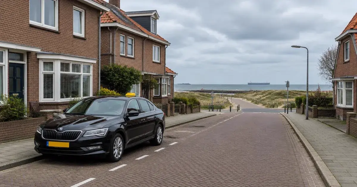 Taxi in Hoek van Holland met de duinen en de zee