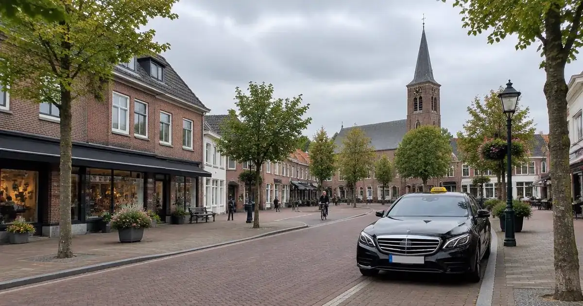 Taxi Pijnacker met vaste prijs Taxi in Pijnacker in een straat bij het dorpscentrum