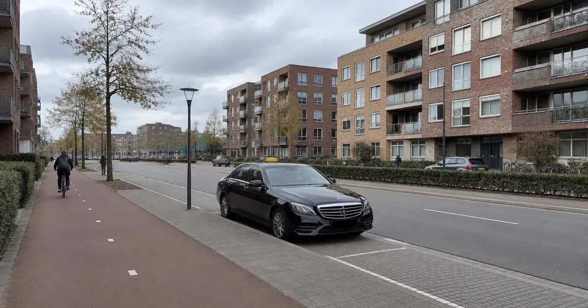 Taxi in Spijkenisse in een woonstraat bij het centrum