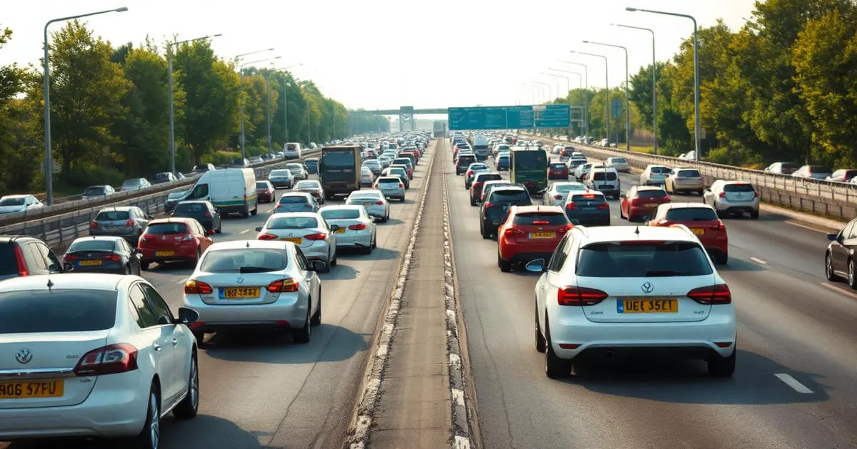 Taxi tijdens de spits Drukke Nederlandse snelweg in de file met gele kentekenplaten