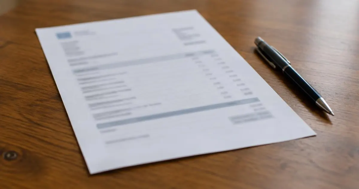 Rekening op een tafel met een pen, onscherpe cijfers