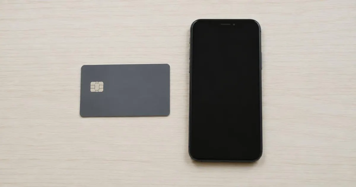 Betaalpas en smartphone naast elkaar op een tafel